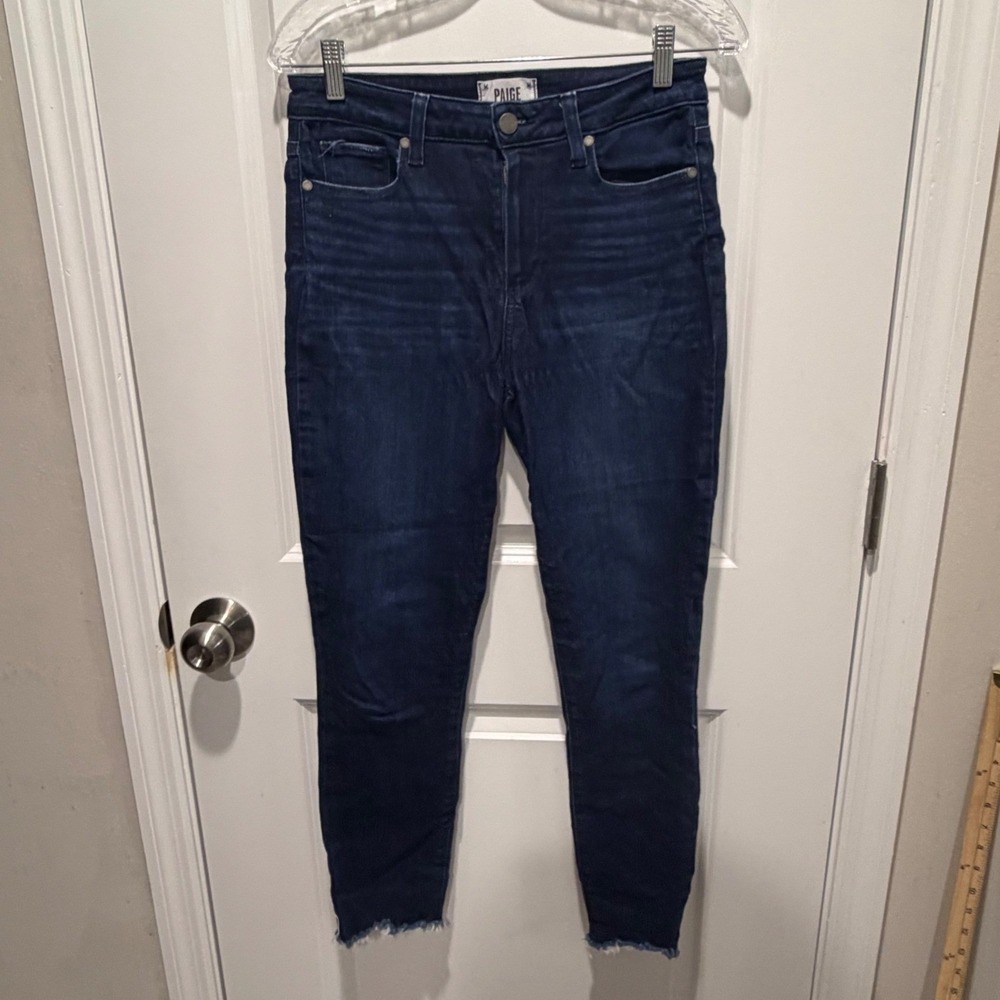 Paige Womens Hoxton Ankle Jeans Raw Hem Blue 29